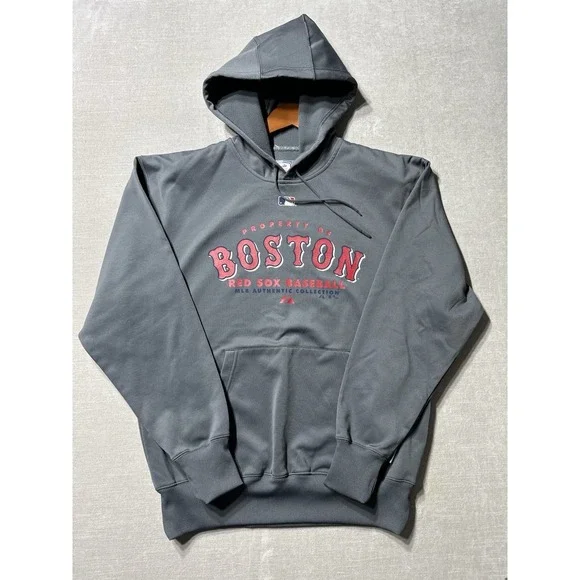 VTG Boston Red Sox Majestic Hoodie Therma Base Sweatshirt Men's Medium Grey - Picture 2 of 7